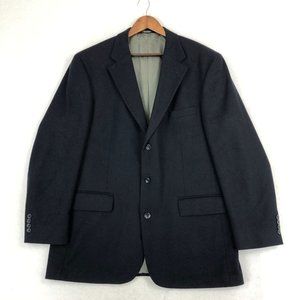 Oscar De La Renta Men's Size 46L Dark Blue Wool Cashmere Blend Blazer Jacket
